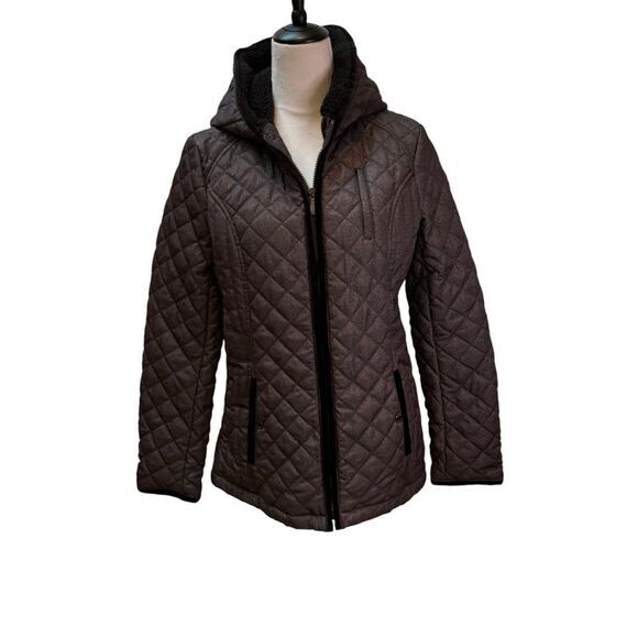 Quilted Jacket With Hood Faux Sherpa Lined‎ Coat - Picture 1 of 12